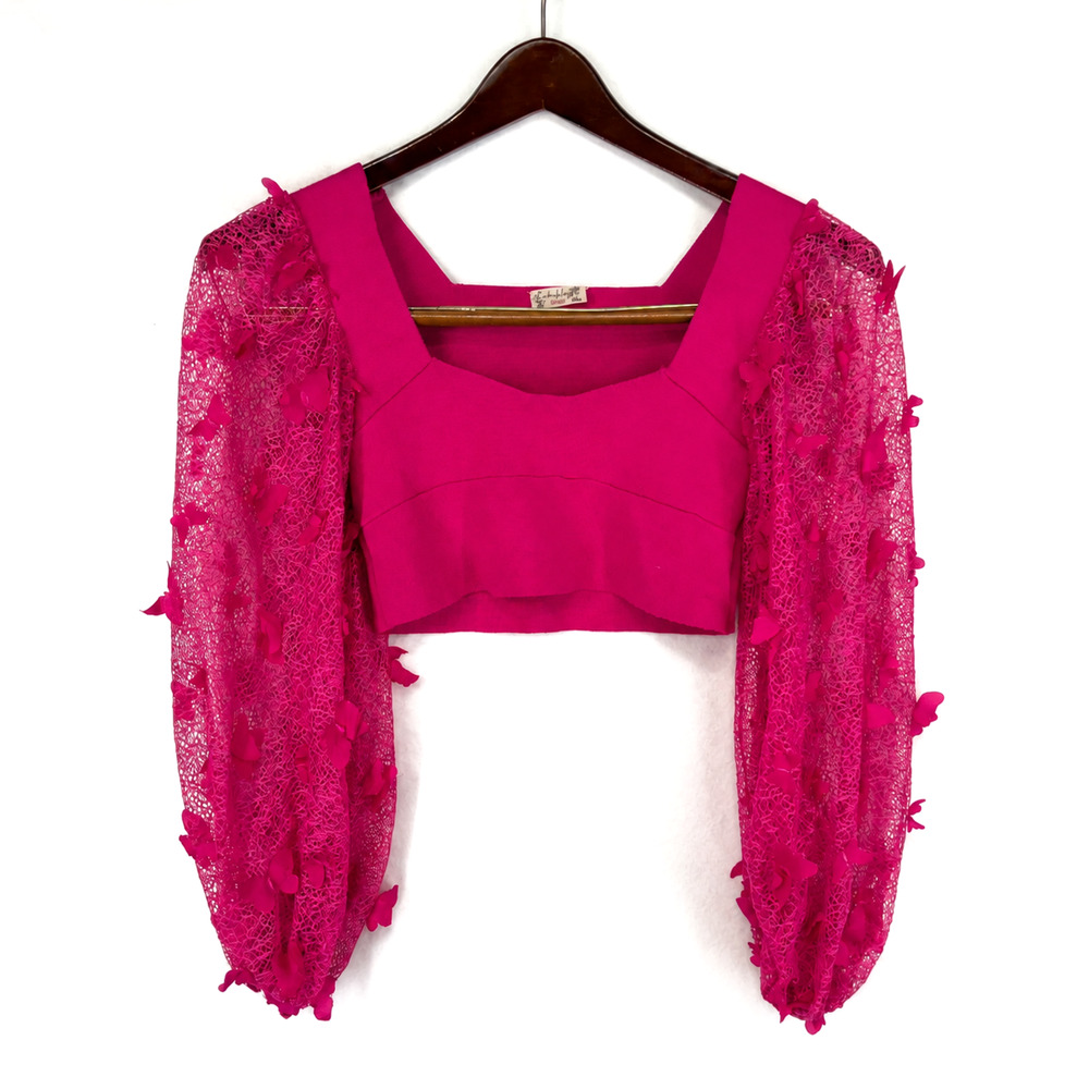 Free People Flutter By Butterfly Size Small Crop Top Sheer Fairycore Coquette